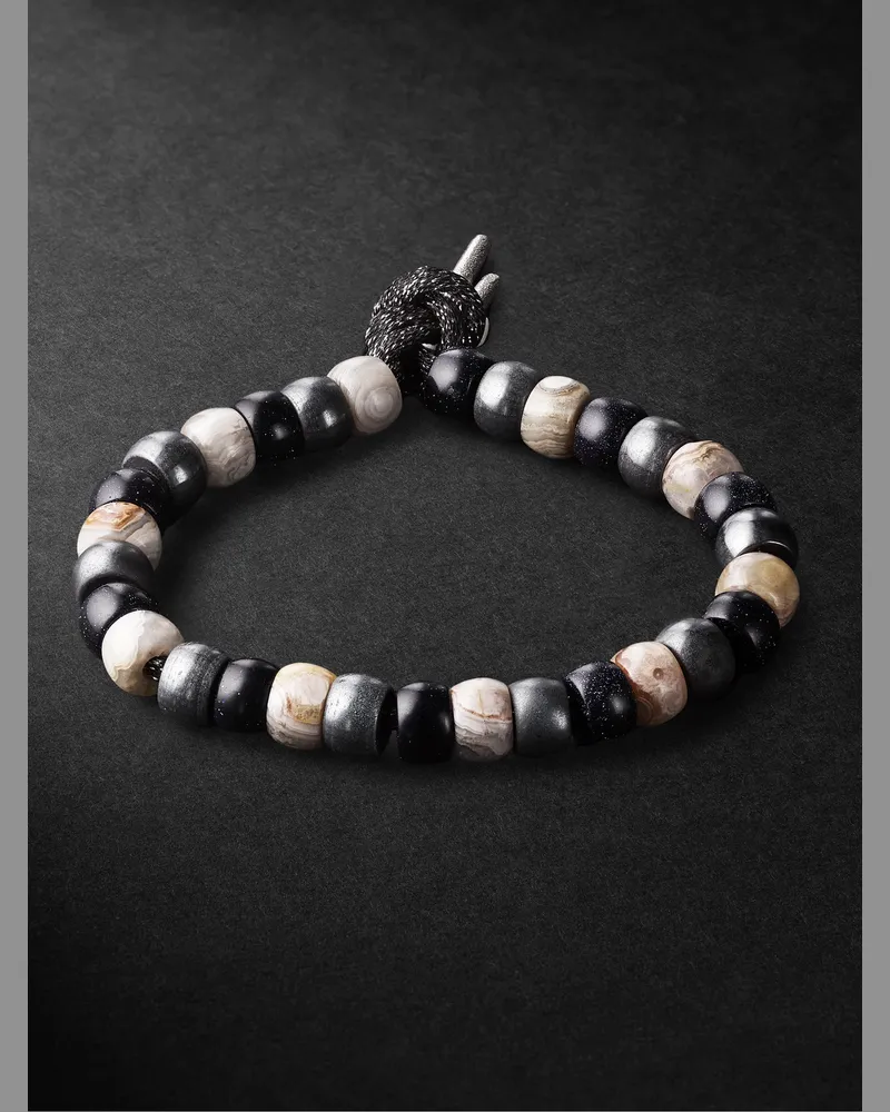 Carolina Bucci St Tropez Forte Beads White Gold Multi-Stone Bracelet Gray