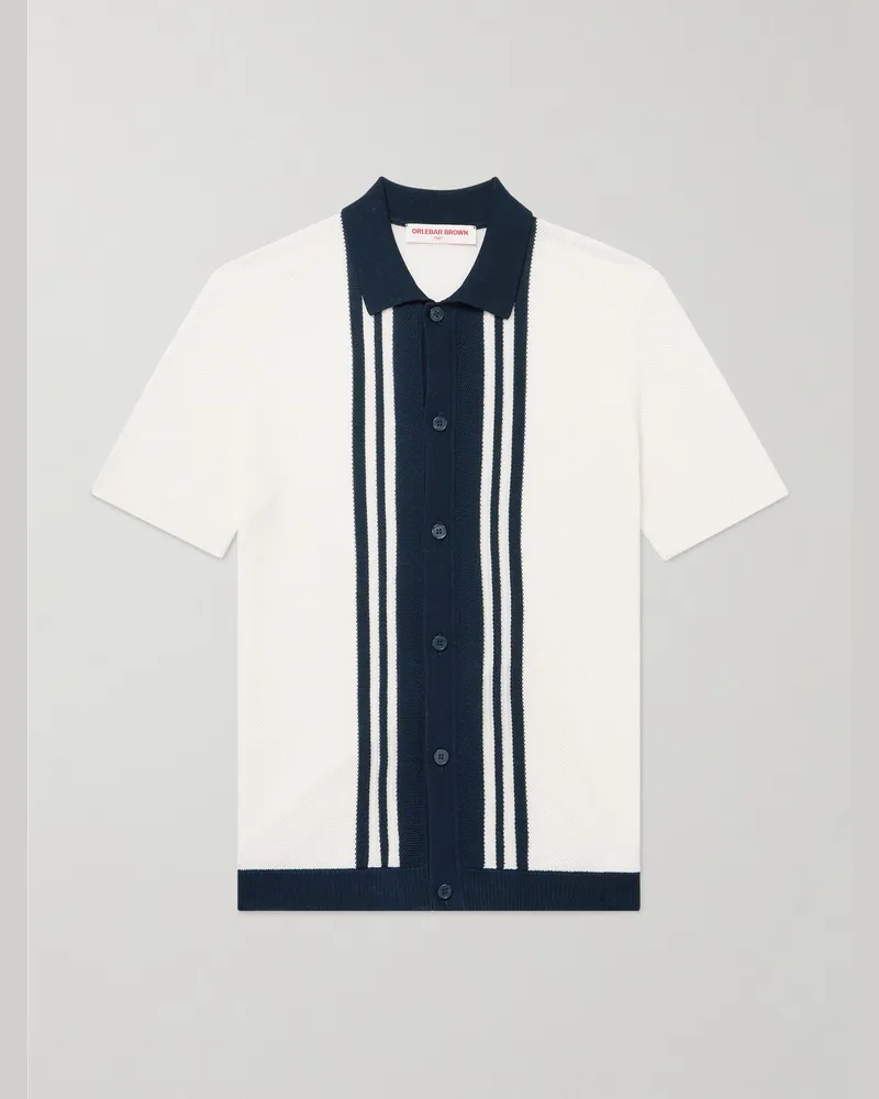 Orlebar Brown Tiernan Striped Mercerised Organic Cotton Piqué Shirt White