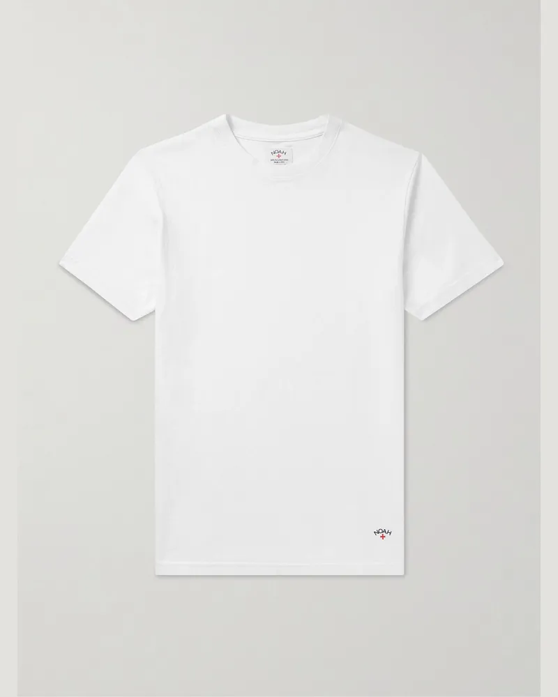 Noah NYC T-Shirt aus recyceltem Baumwoll-Jersey mit Logoprint Weiß