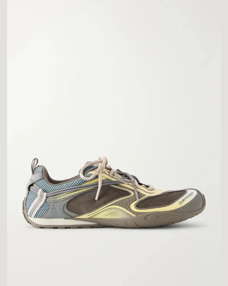 Balenciaga Radar Gradient Lines Mesh and Rubber Sneakers Brown