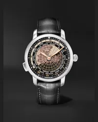 Montblanc Star Legacy Orbis Terrarum 43 mm Uhr aus Edelstahl mit automatischem Aufzug und Alligatorlederarmband, Ref.-Nr.: 128675 Braun