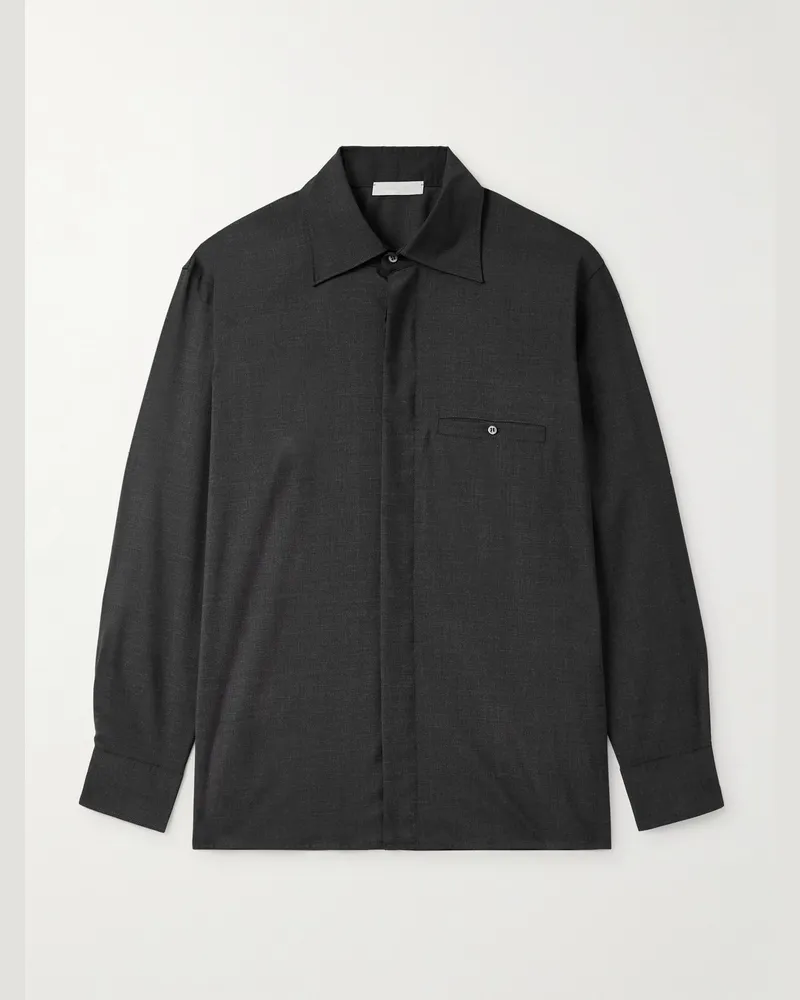 SAMAN AMEL Hemdjacke aus Wolle Grau