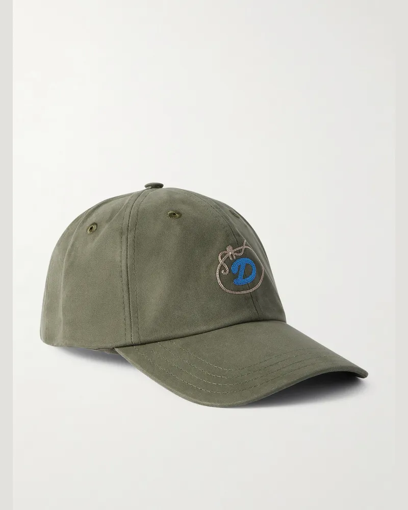Drake's D Lasso Logo-Embroidered Cotton-Twill Cap Green