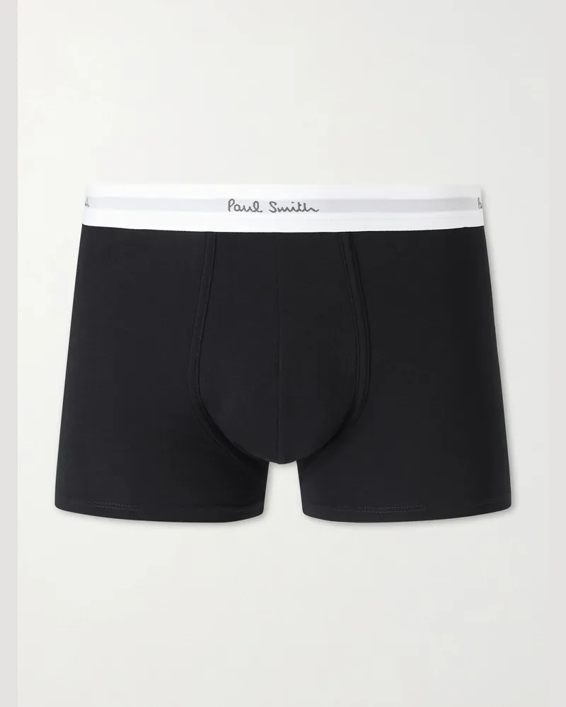 Paul Smith Seven-Pack Stretch Organic Cotton-Jersey Boxer Briefs Black
