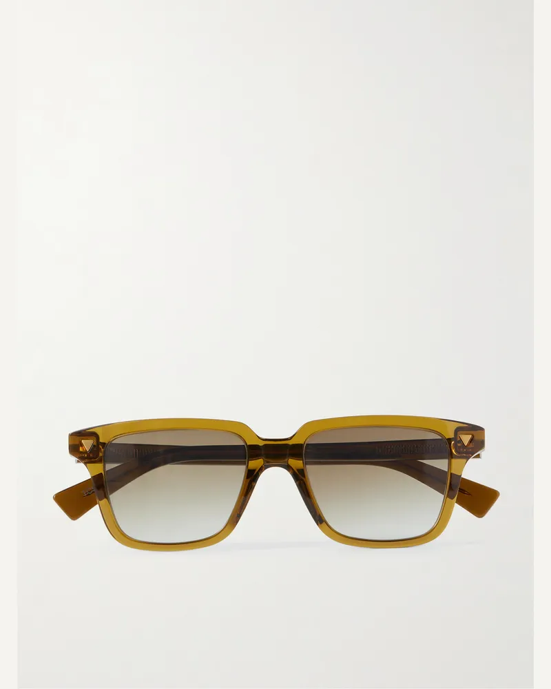 Bottega Veneta Triangle Stud Square-Frame Recycled-Acetate Sunglasses Brown