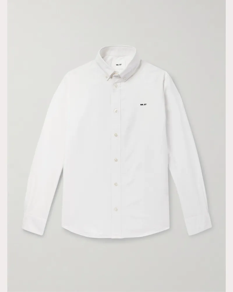 NN 07 Colby 5910 Hemd aus Biobaumwoll-Oxford mit Button-Down-Kragen Weiß