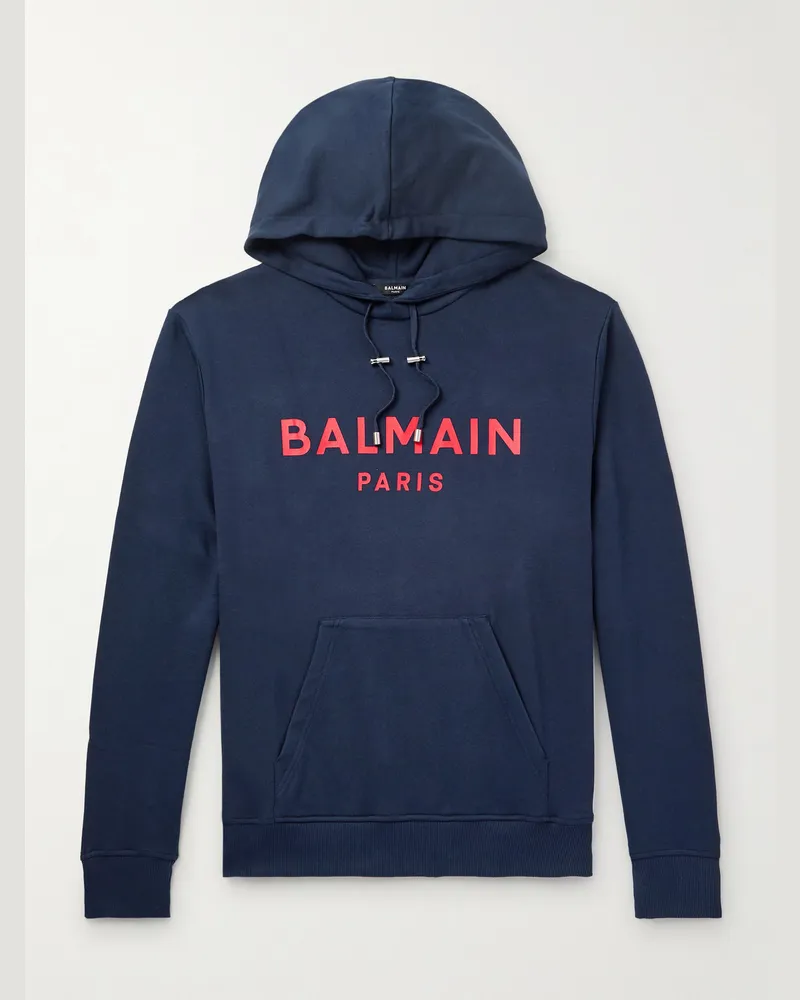 Balmain Hoodie aus Jersey aus einer Stretch-Baumwollmischung mit Logoprint Blau