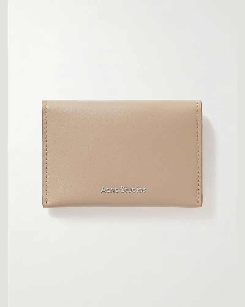 Acne Studios Aufklappbares Portemonnaie aus Leder mit Logoprint Neutral