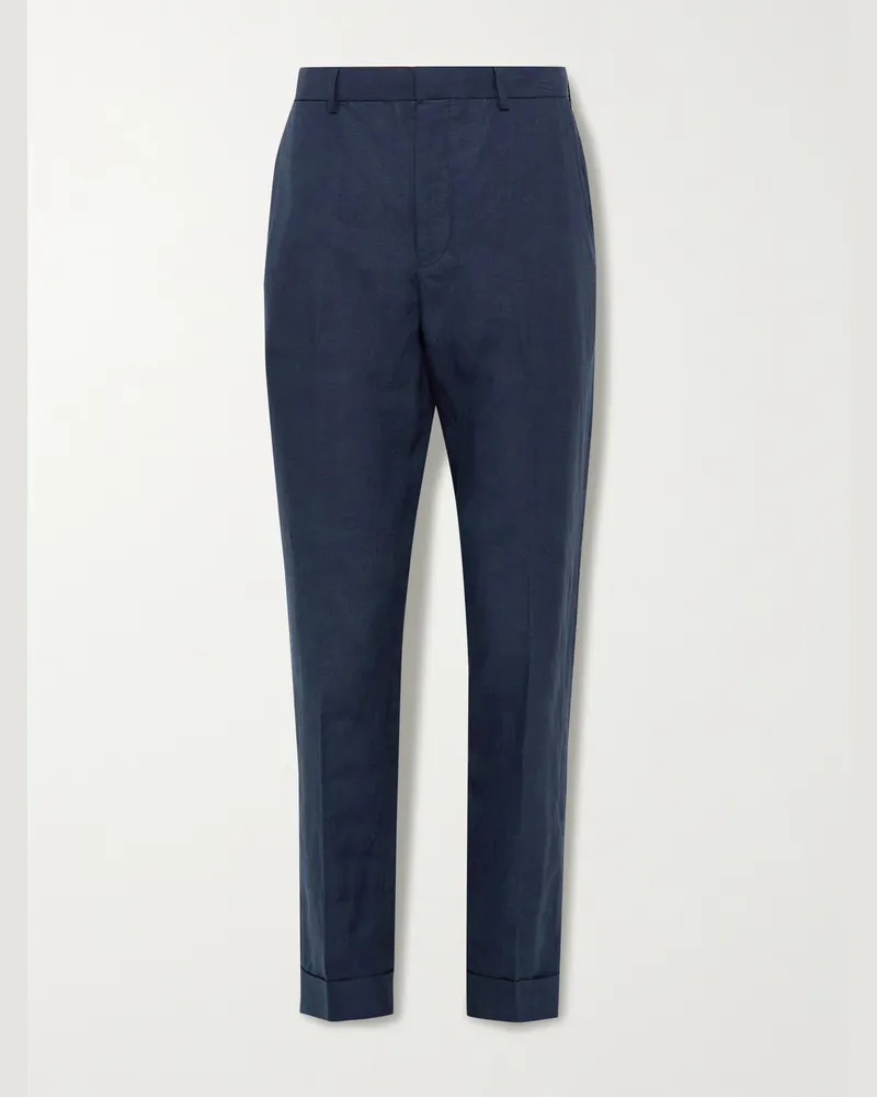 Ralph Lauren Slim-Fit Linen Suit Trousers Blau
