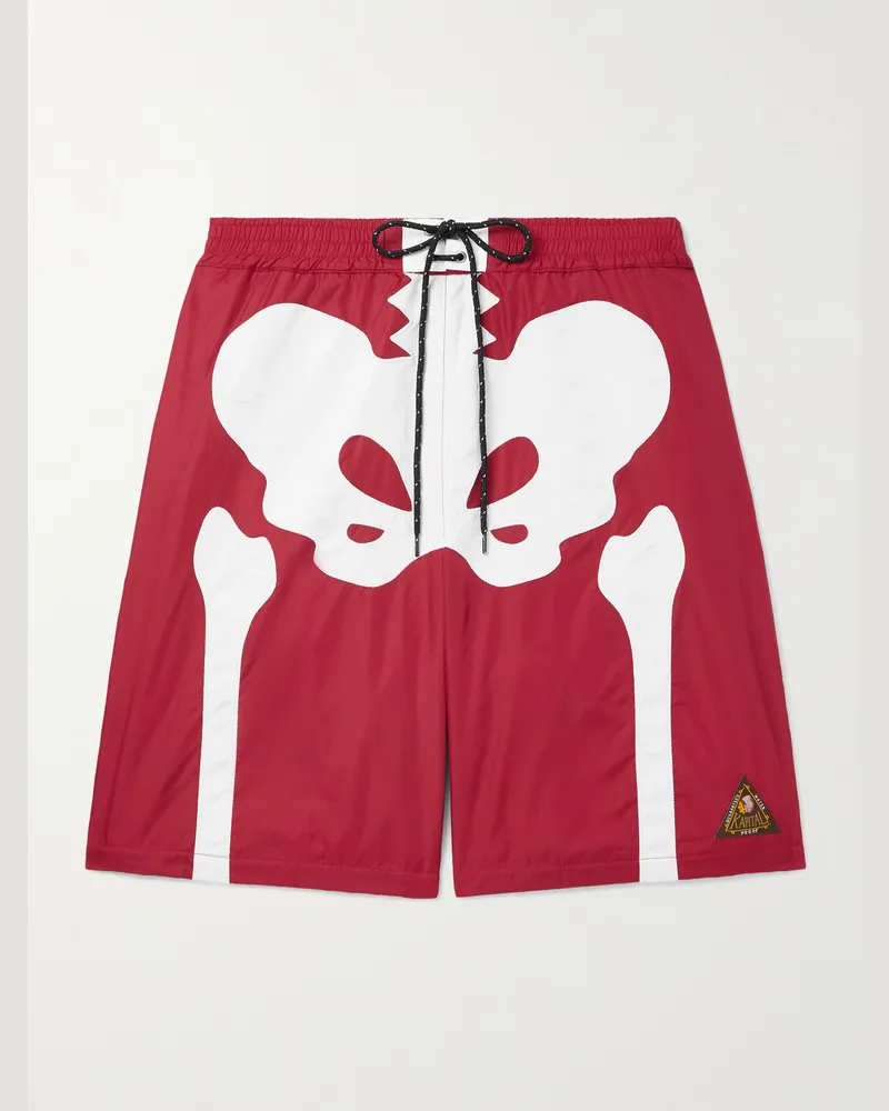 KAPITAL Straight-Leg Long-Length Panelled Swim Shorts Red