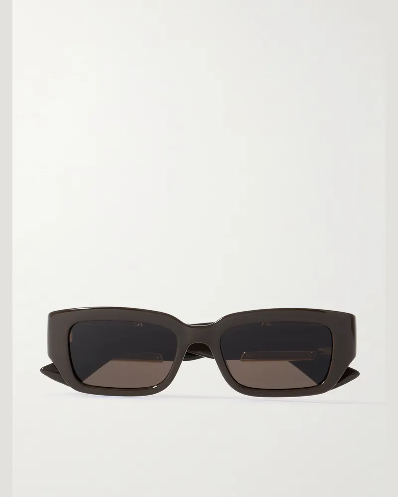 Bottega Veneta Rectangle-Frame Acetate and Gold-Tone Sunglasses Brown