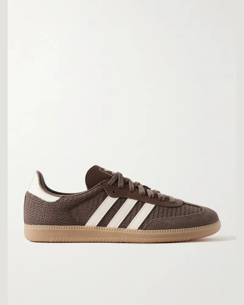 adidas Samba OG Sneakers aus Häkelmaterial und Leder mit Velourslederbesatz Braun