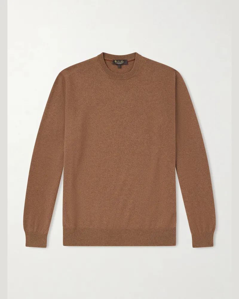 Loro Piana Schmal geschnittener Pullover aus Baby-Kaschmir Braun