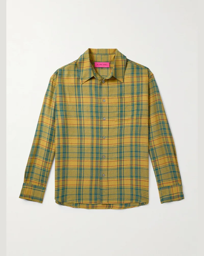 The Elder Statesman Pashmina Checked Wool and Cashmere-Blend Shirt Yellow