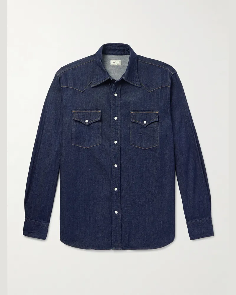KAPITAL Husky Jeanshemd im Western-Stil Blau