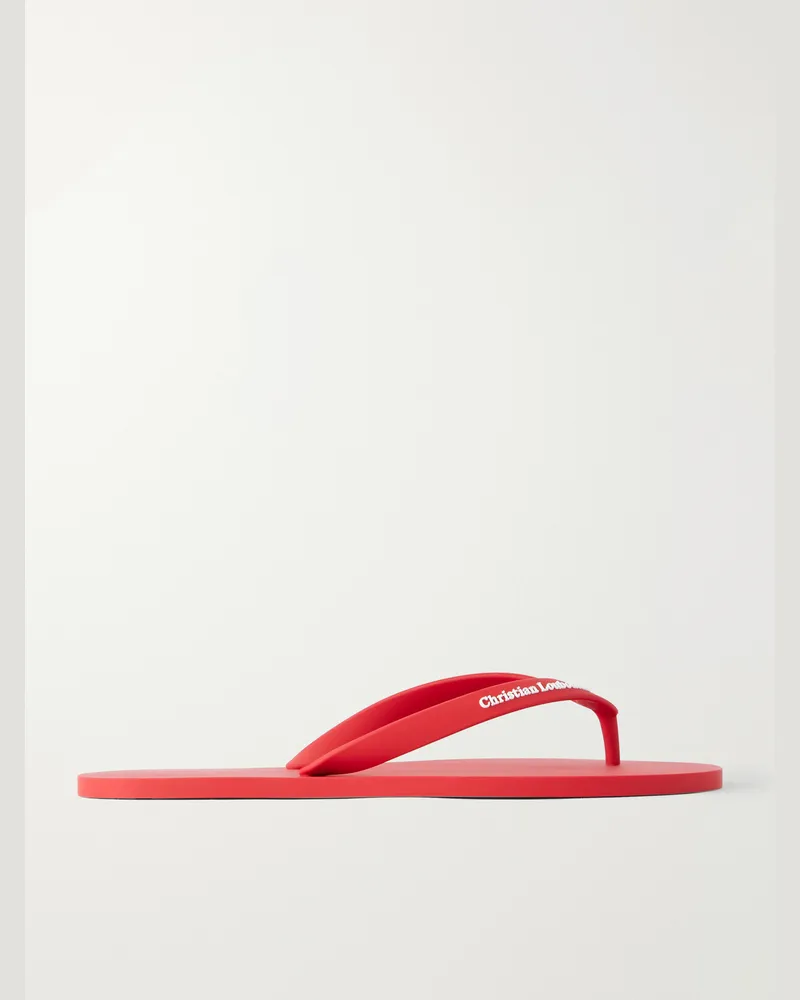 Christian Louboutin Logo-Embossed Rubber Flip Flops Red