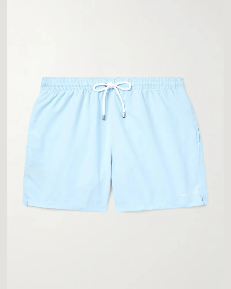 Ralph Lauren Gerade geschnittene mittellange Badeshorts mit Logostickerei Blau