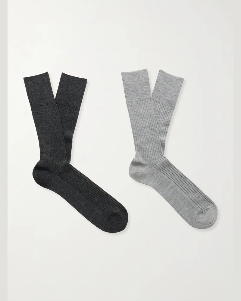 Falke N7 Finest Two-Pack Ribbed Virgin Wool-Blend Socks Multi