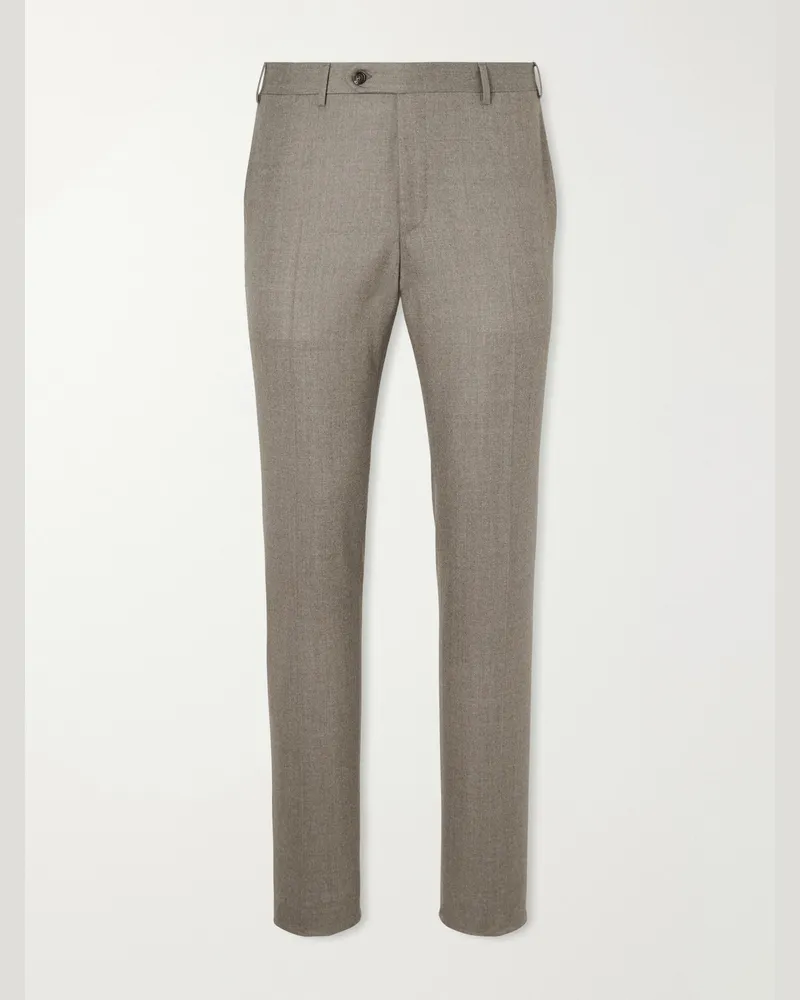 Canali Slim-Fit Wool-Flannel Suit Trousers Gray