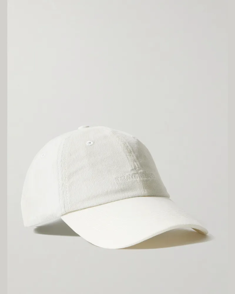 Stone Island Logo-Embroidered Cotton-Corduroy Baseball Cap Neutrals