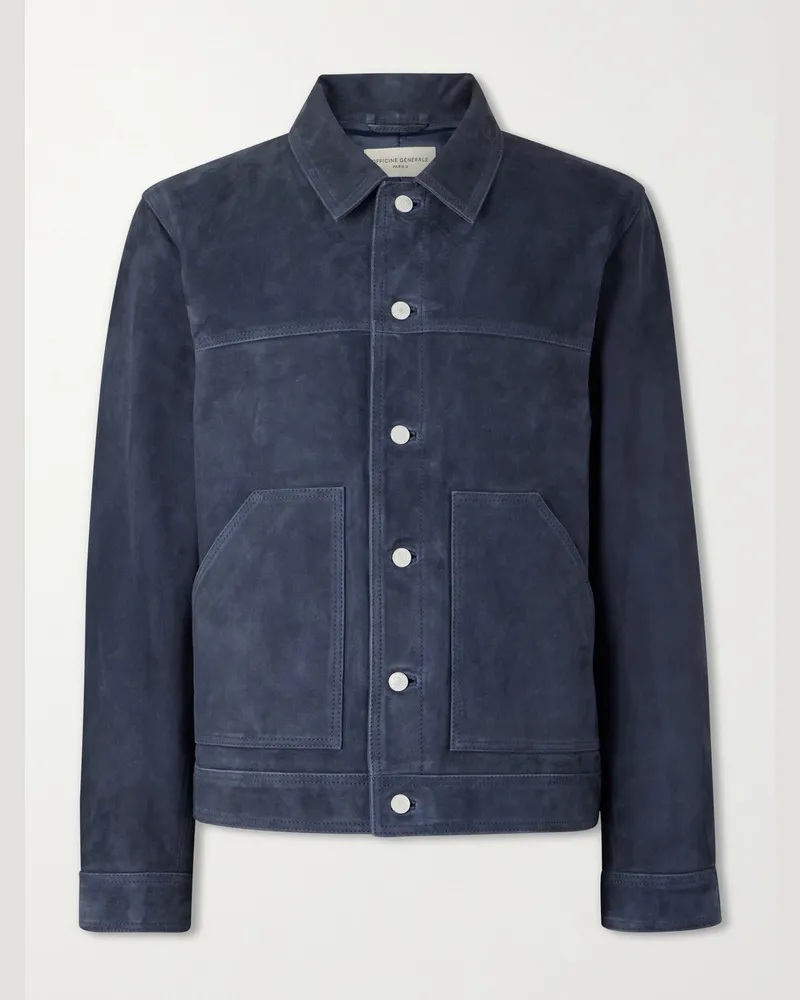 Officine Generale Loki Suede Jacket Blue