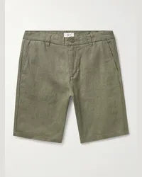 NN 07 Crown 1454 gerade geschnittene Shorts aus Leinen Grün