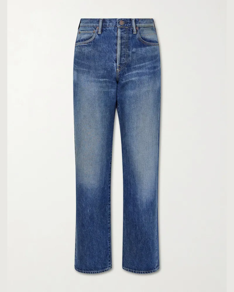 Visvim Social Sculpture 01 Straight-Leg Distressed Jeans Blue