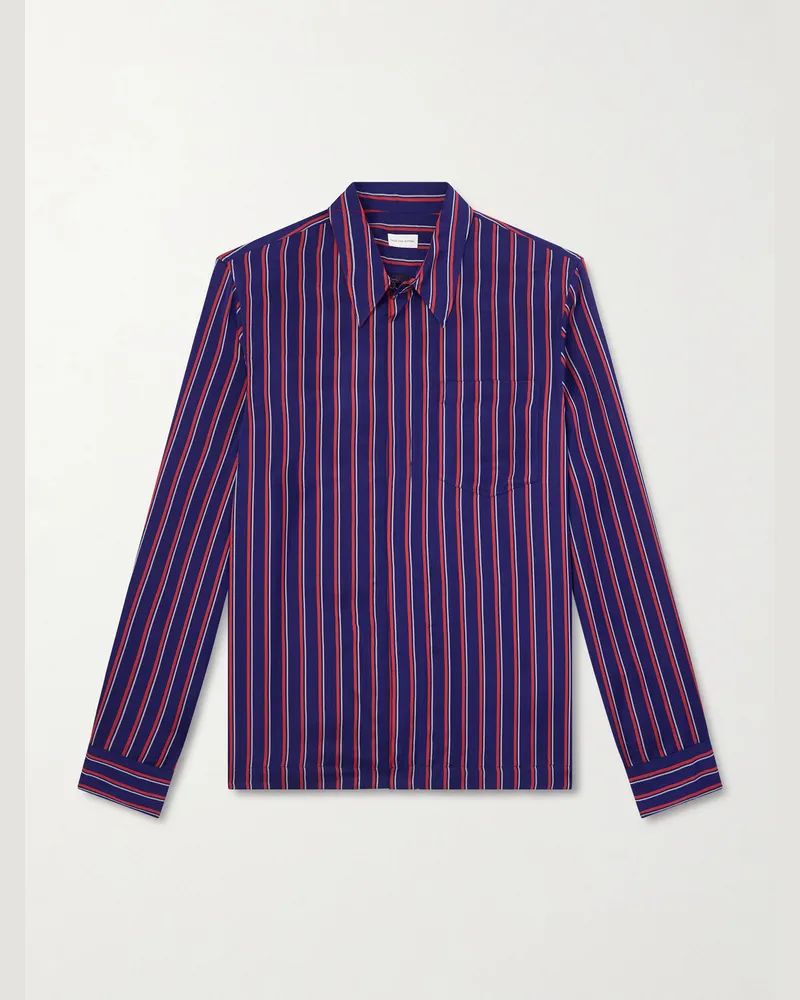 Dries van Noten Hemd aus gestreiftem Crêpe Blau