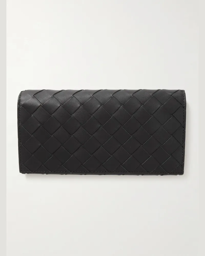 Bottega Veneta Portemonnaie aus Intrecciato-Leder Schwarz