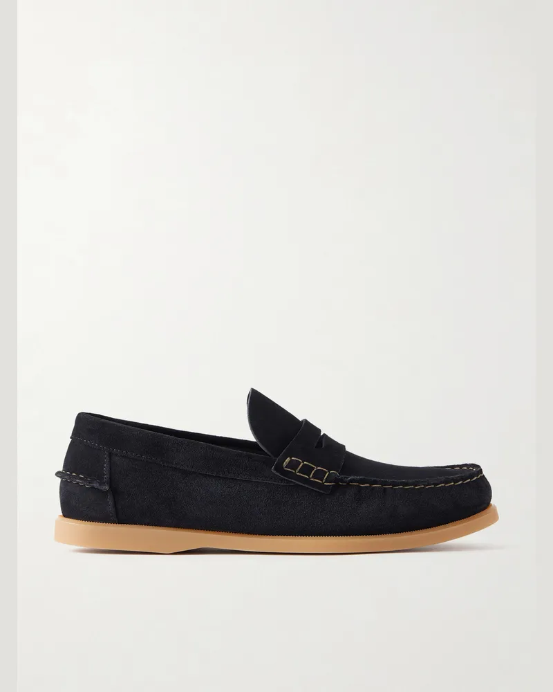 MR P. Leo Suede Penny Loafers Blue