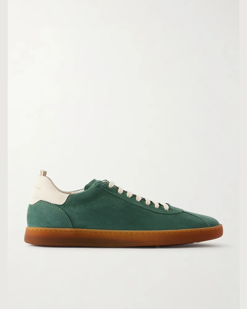 Officine Creative Italia Halo 001 Sneakers aus Veloursleder mit Lederbesatz Grün