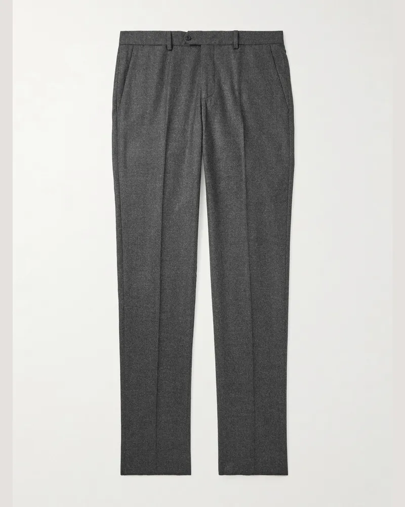 Rubinacci Luca Slim-Fit Tapered Wool-Flannel Trousers Gray
