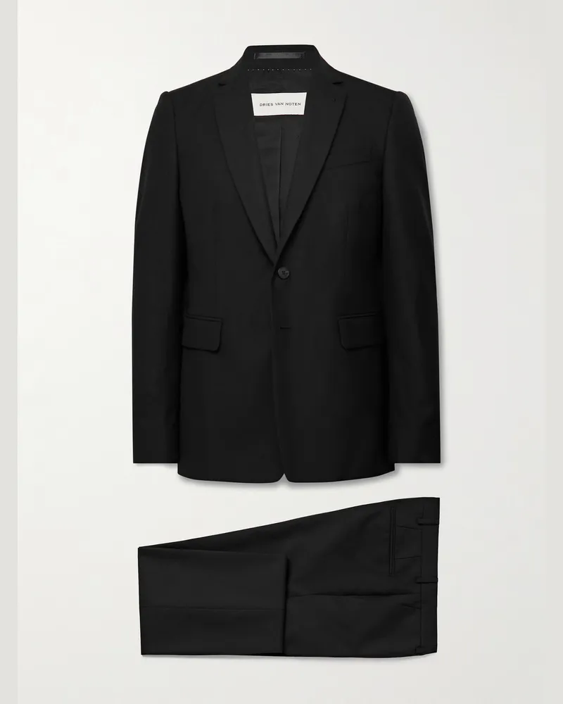 Dries van Noten Schmal geschnittener Anzug aus Grain de Poudre aus Wolle Schwarz