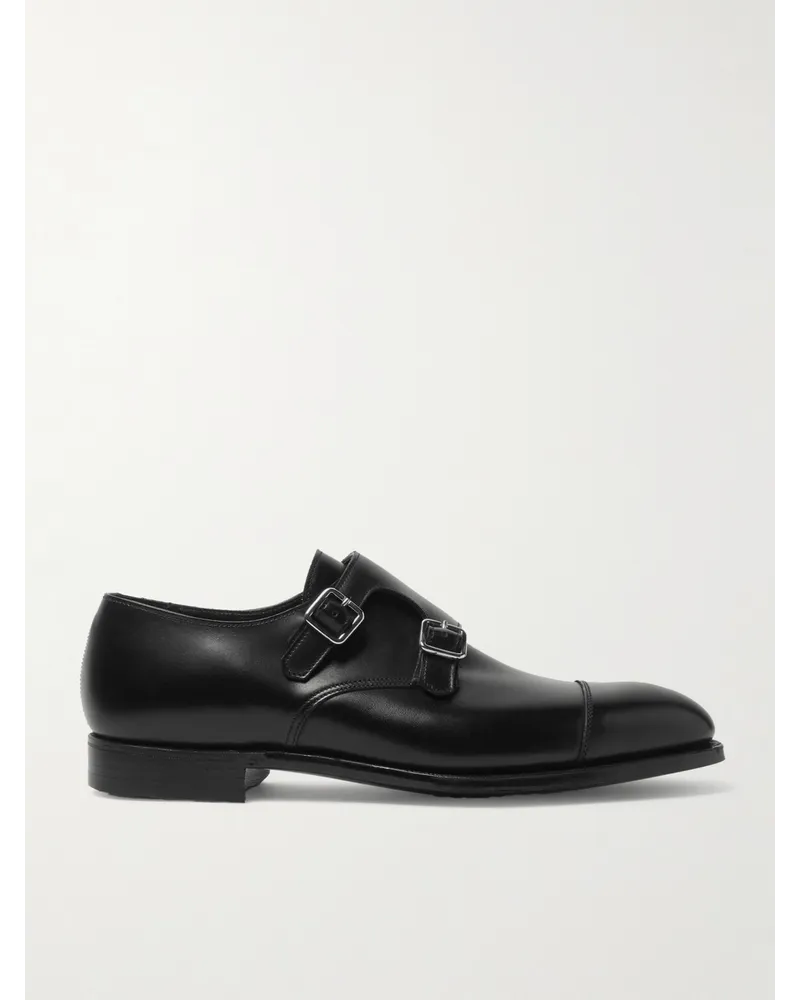 George Cleverley Thomas Schuhe aus Leder mit Querkappe und Monkstrap Schwarz