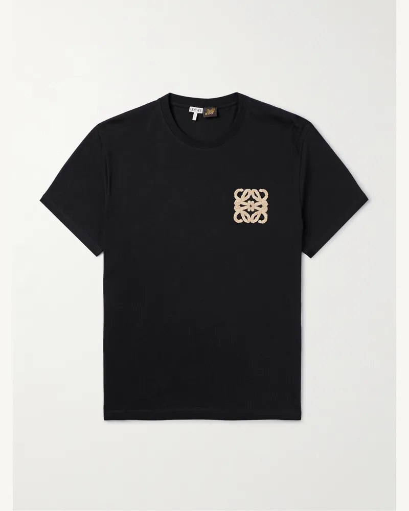Loewe Paula Ibiza T-Shirt aus Baumwoll-Jersey mit Logoapplikation Schwarz