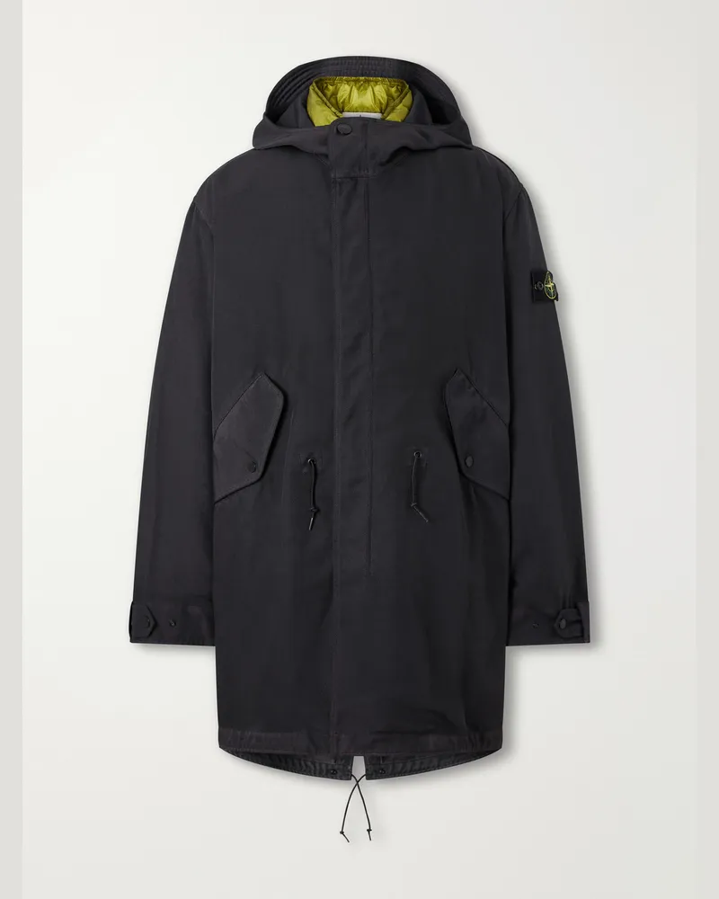 Stone Island Hooded Layered Garment-Dyed Shell-TC Parka Gray