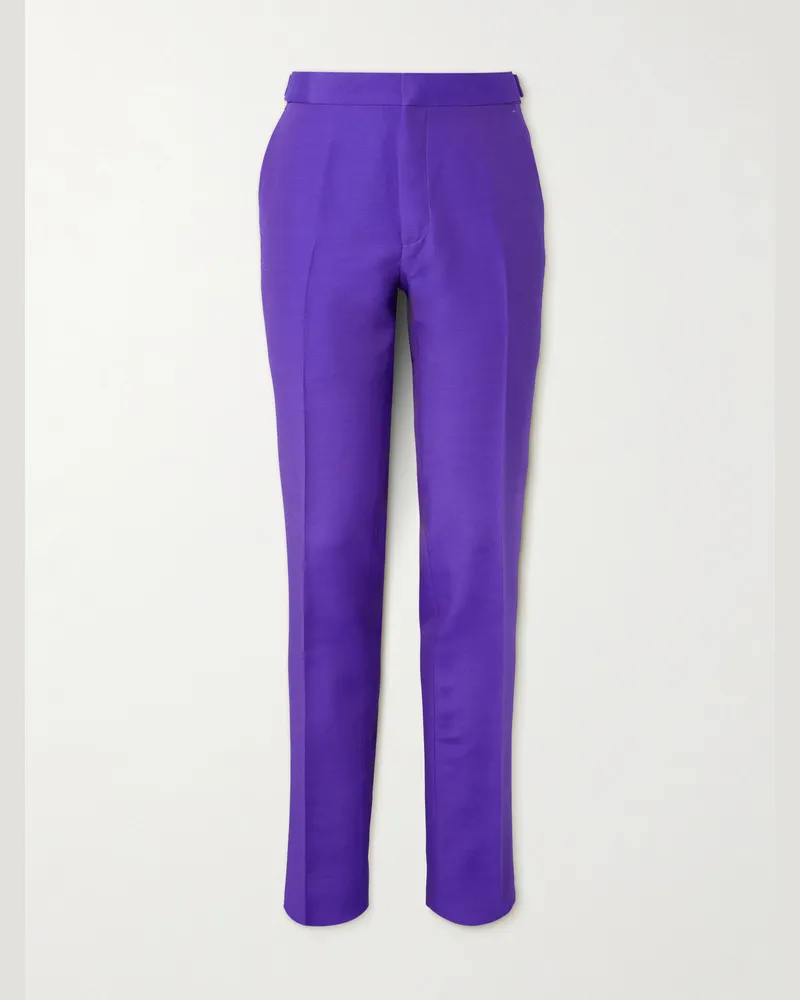 Tom Ford Slim-Fit Wool and Silk-Blend Suit Trousers Purple