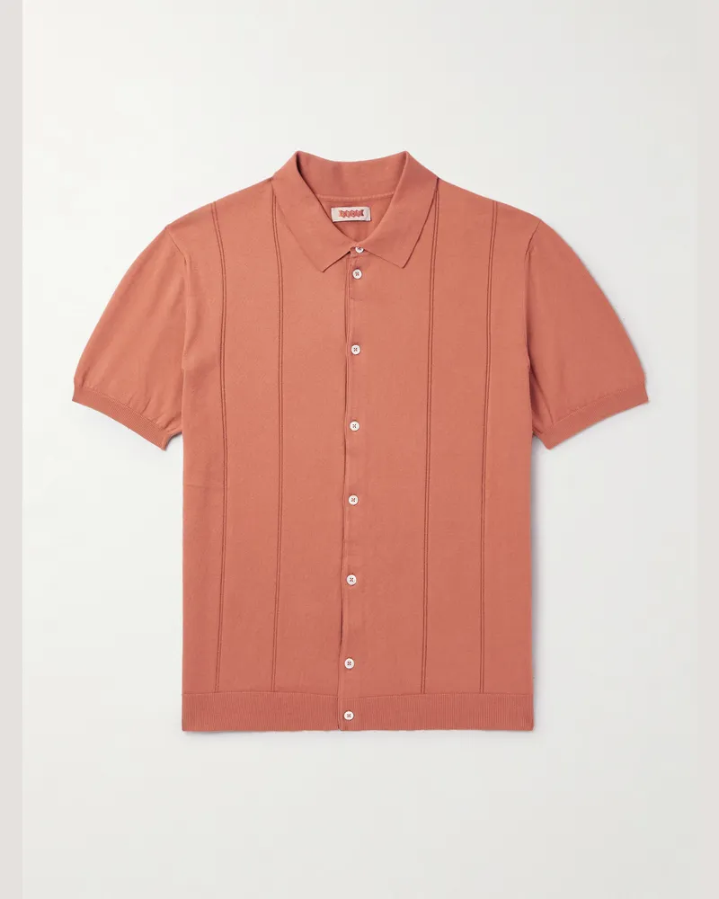 Baracuta Horatio gestreiftes Hemd aus Baumwolle Orange