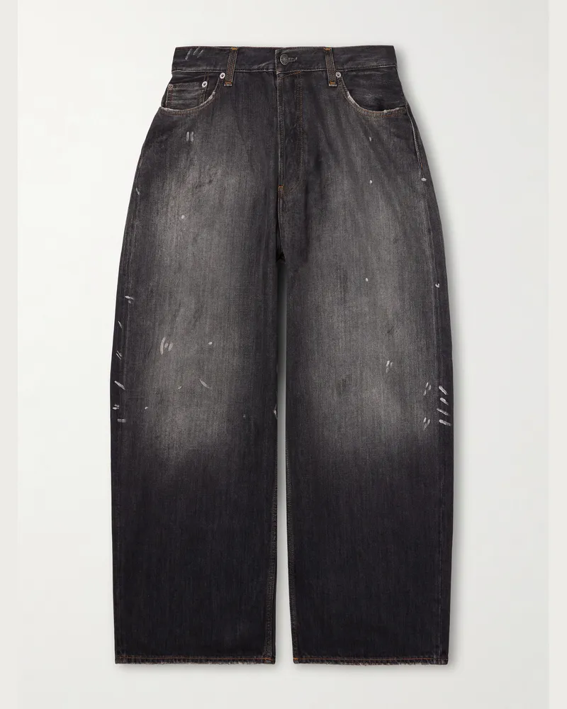 Acne Studios 2023 Paint-Splattered Distressed Wide-Leg Jeans Black