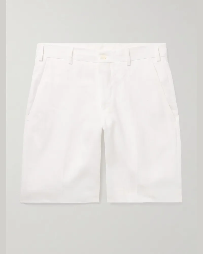 Anderson & Sheppard Gerade geschnittene Shorts aus Leinen in Stückfärbung Weiß