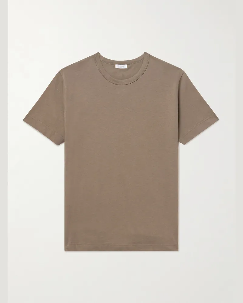 Sunspel Supima Cotton-Jersey T-Shirt Brown
