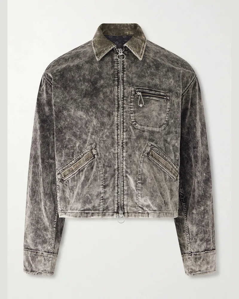 KAPITAL Hunter Drizzle Blouson aus Baumwollsamt Schwarz