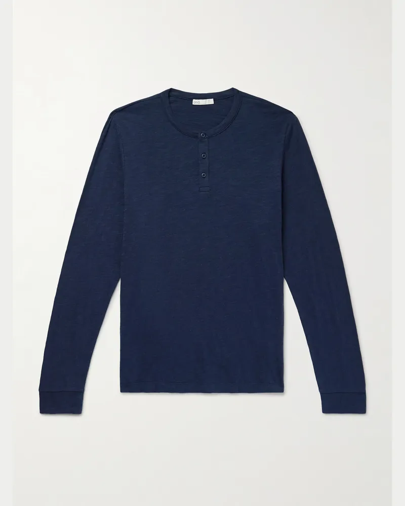 Onia Henley Shirt aus Flammgarn-Jersey aus Leinen Blau