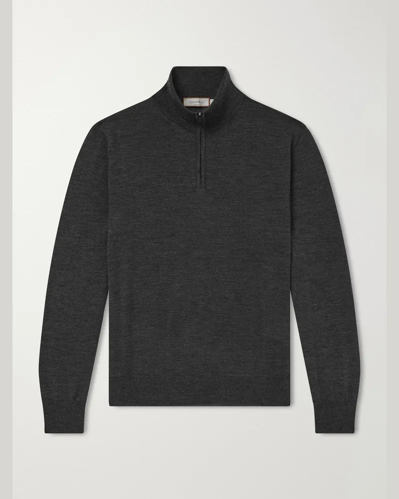 Canali Wool Half-Zip Sweater Gray