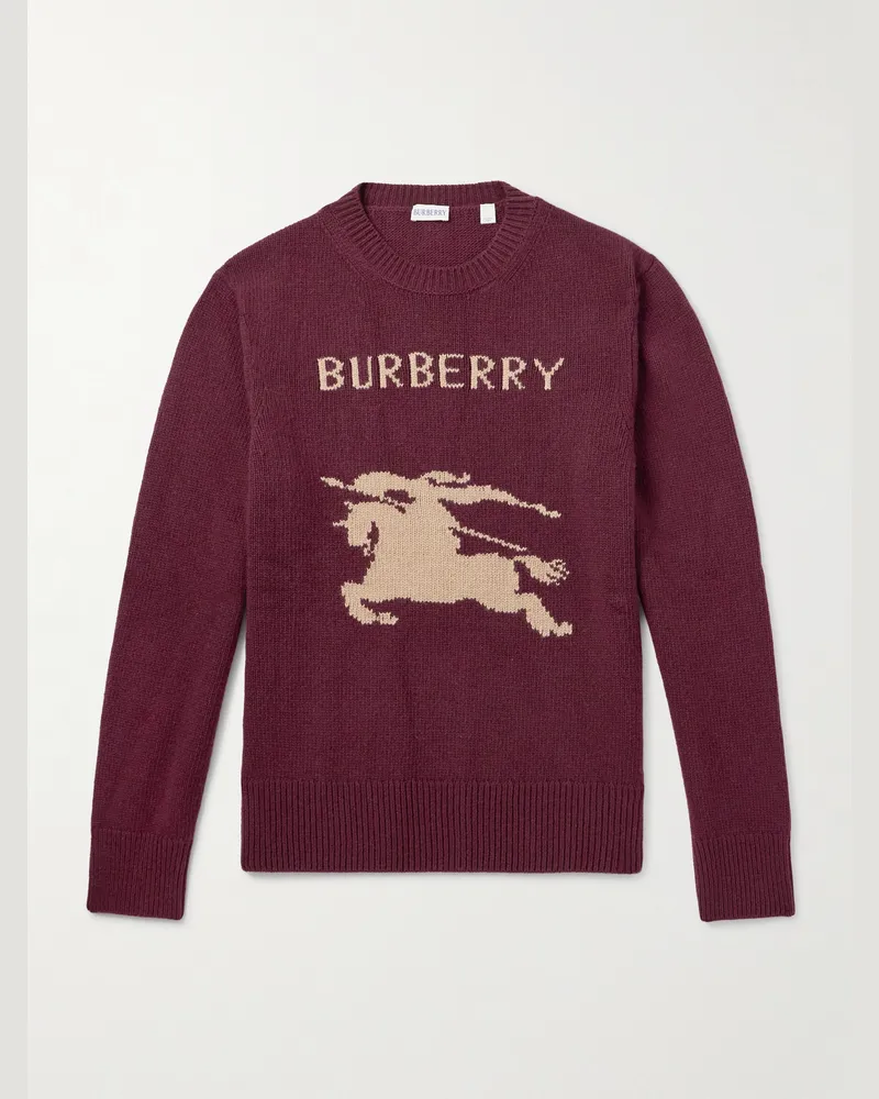 Burberry Pullover aus Jacquard-Strick aus einer Woll-Kaschmirmischung mit Logomotiv Burgunder