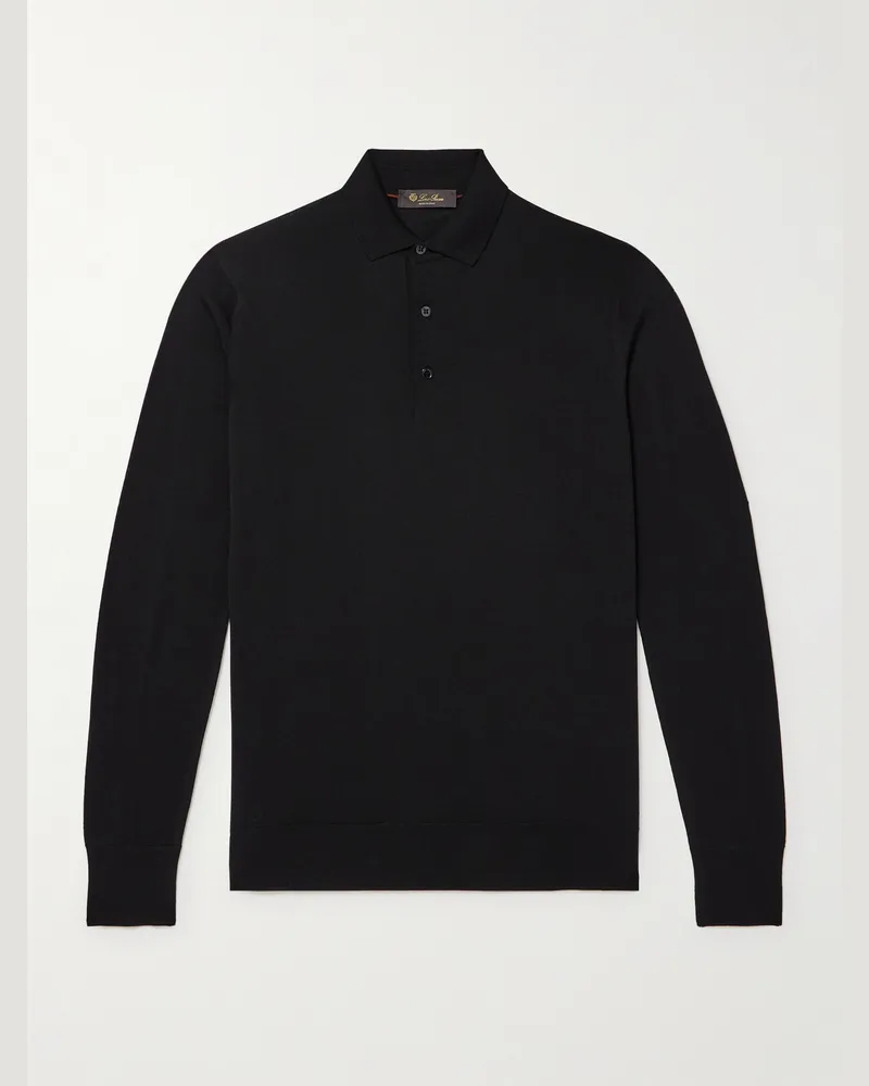 Loro Piana Pullover aus Wish®-Schurwolle mit Polokragen Schwarz