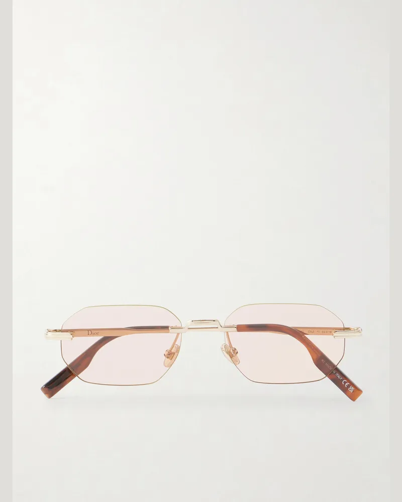Dior DiorBlackSuit S19U Square-Frame Gold-Tone Sunglasses Gold