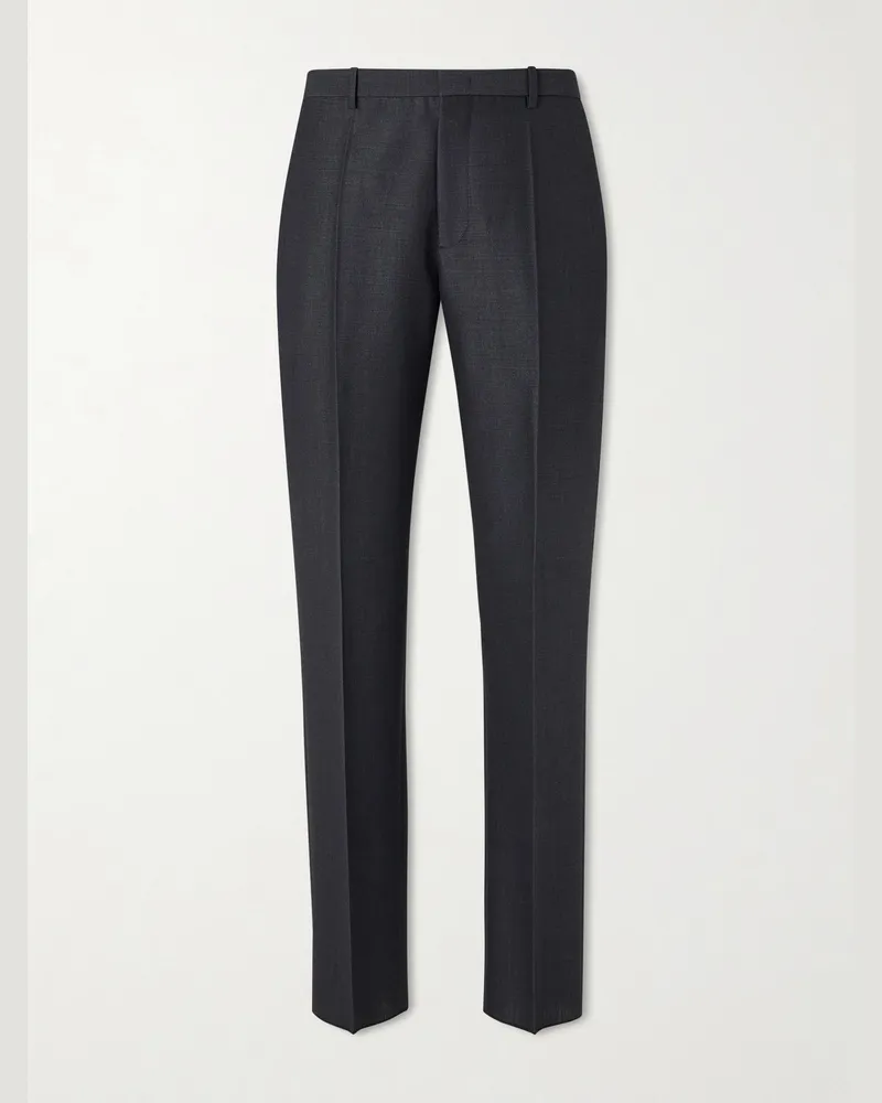 Jil Sander Gerade geschnittene Hose aus einer Woll-Mohairmischung Blau