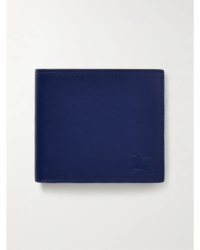 Burberry Aufklappbares Portemonnaie aus Leder mit Logoprägung Blau
