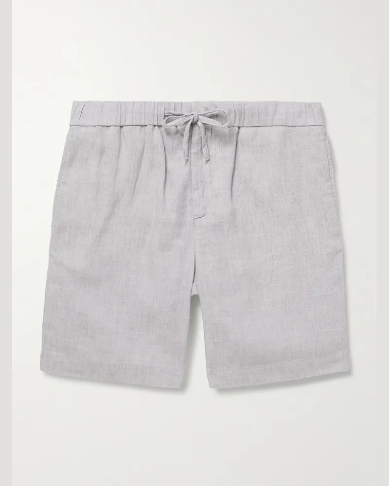 Frescobol Carioca Felipe Straight-Leg Linen and Cotton-Blend Drawstring Shorts Gray